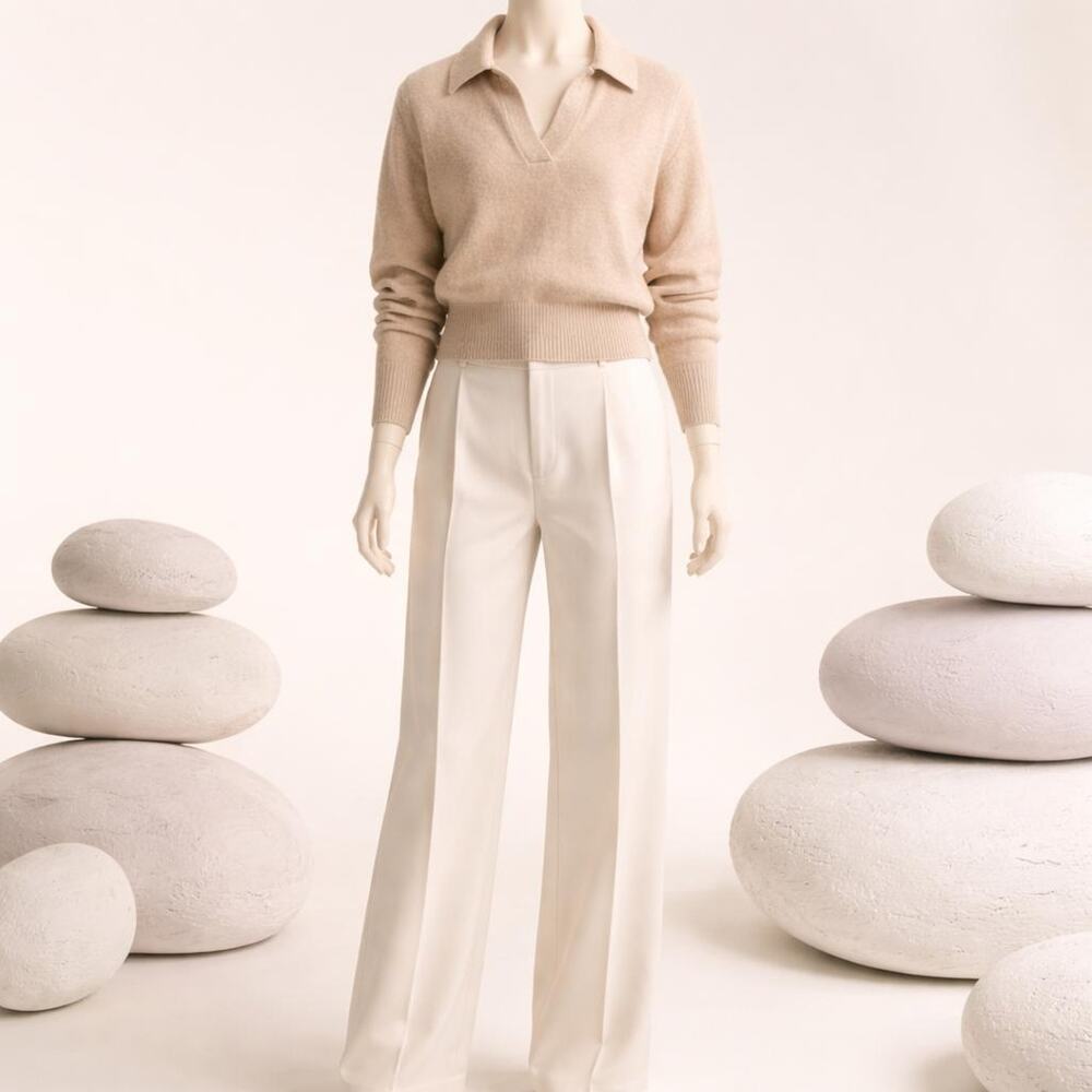 J .Crew Relaxed collared Wool Beige Cottagecore Grannycore Sexy Sweater M,